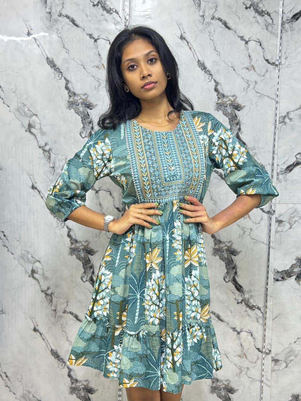 Ethnic Print Short Top Dress