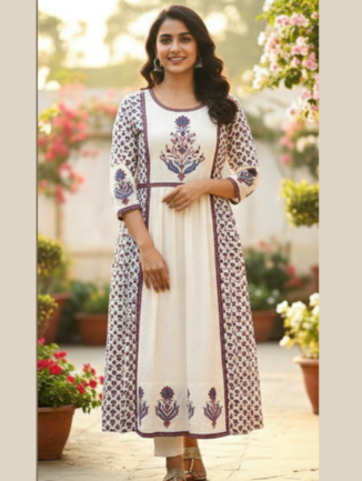 White Printed A-Line Dress