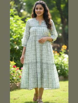 Sage Green  Flared  Dress