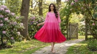 Pink flayerd dress